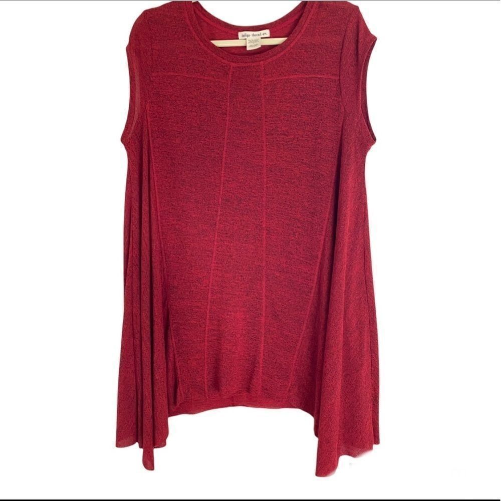 Indigo Thread Co Burgundy red oversized BoHo sleeveless tunic top-L